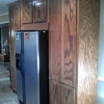 Finished cabinets, walls, ceiling and trim.
