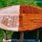 Oil stain applied to teak furniture