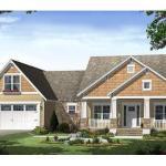 Traditional Home Exterior - Gold Wood White Columns Along Front Porch