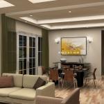 Contemporary Family Room - Grey Open Dark Wood Dining Table With Metal Legs