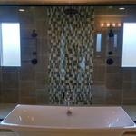 large walk in shower with dual shower heads