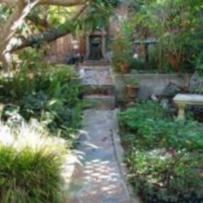 New tile path to fountain