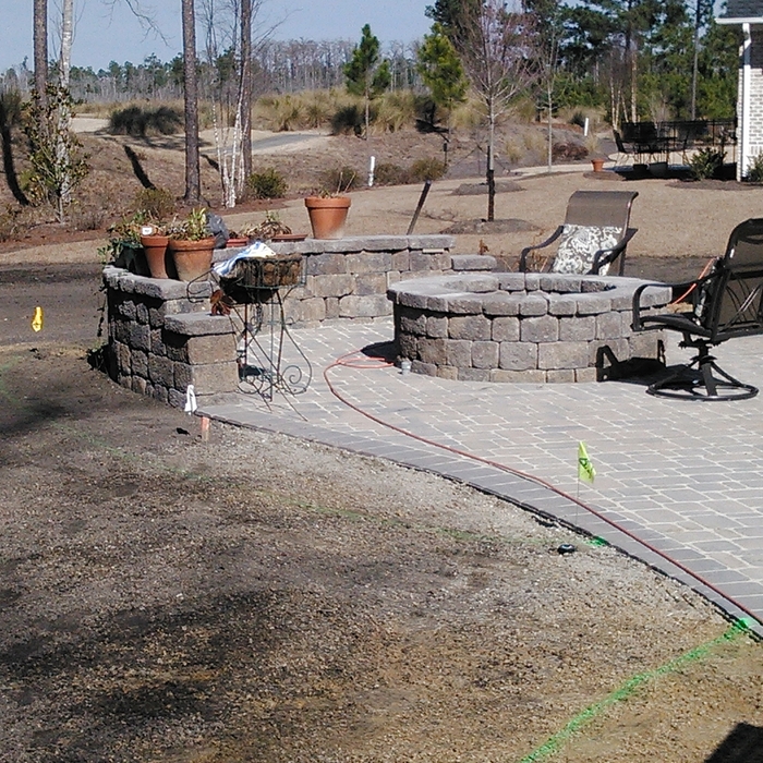 Firepit and garden wall