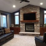 four season porch with real wood burning fireplace
