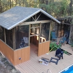 Decking around pool and screen room