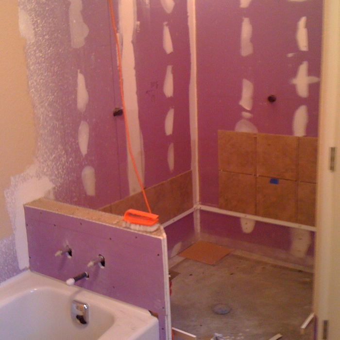 starting to set tile