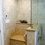 Contemporary Bathroom - Tile Wood Frameless Shower Door