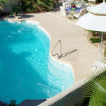 tropical resort pool and patio