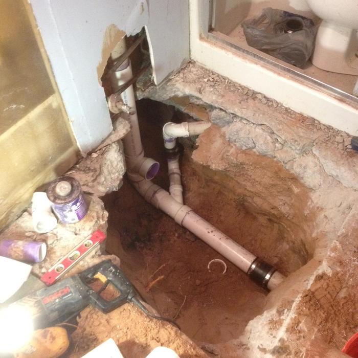 Drain repair under slab