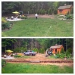 Hemlock planting for screening with new stone wall