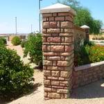 Column With Stone Veneer and Planter