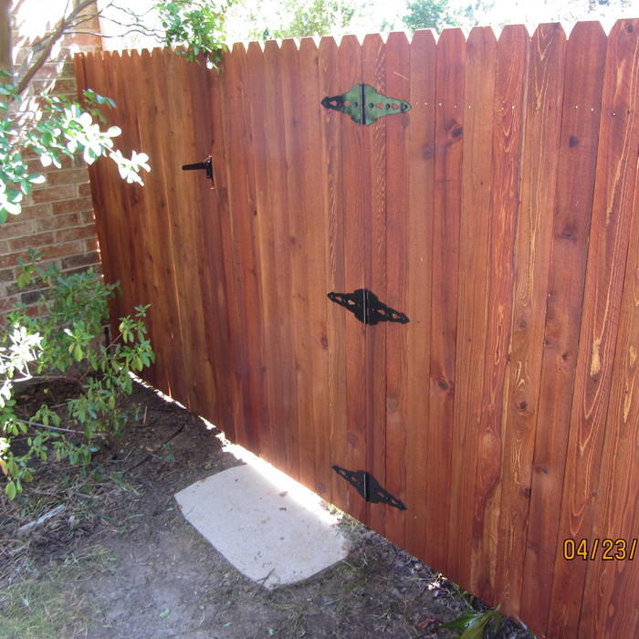 6ft.dog eared picket, Mahogany stain