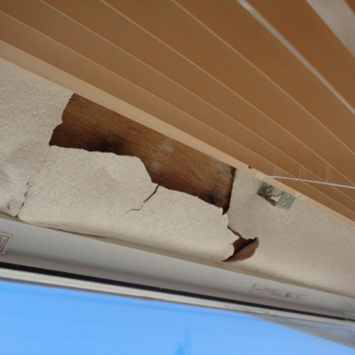 water damage on inside of window frame