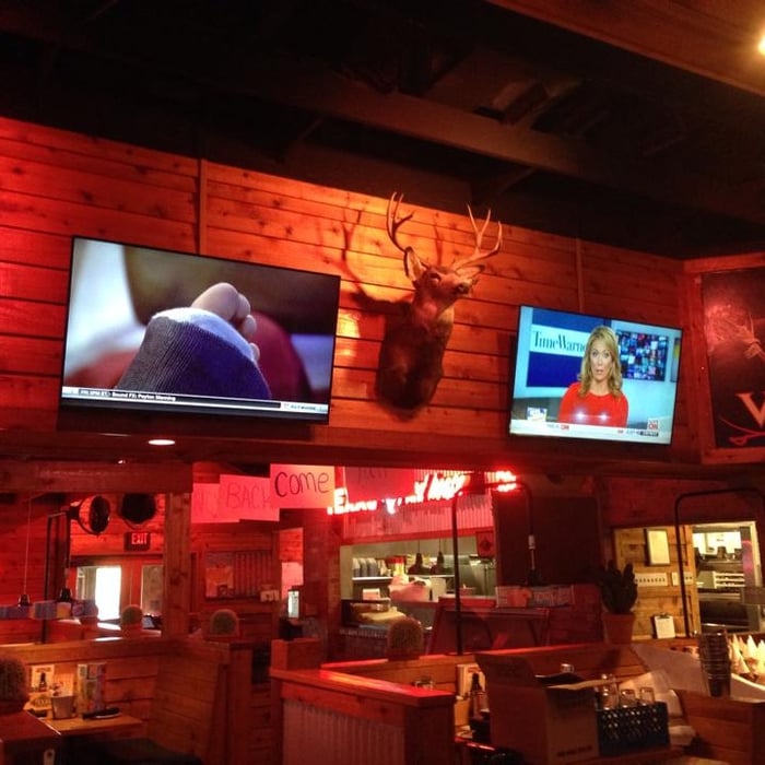 TV Mountings in Texas Roadhouse restaurant