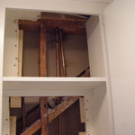 Water ndamaged drywall inside cabnets