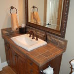 Bathroom vanity and tile work after remodel