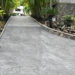 Stamped Concrete Driveway & Rock Wall