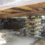 House now on 2 main I-beams and kribing