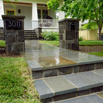 Front steps, walkway and columns