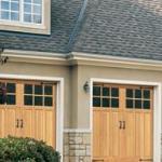 Traditional Garage - Open Wood Mission Style Garage Doors