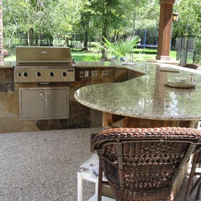 Contemporary Outdoor Kitchen - Cozy Brown Stainless Steel Outdoor Appliances