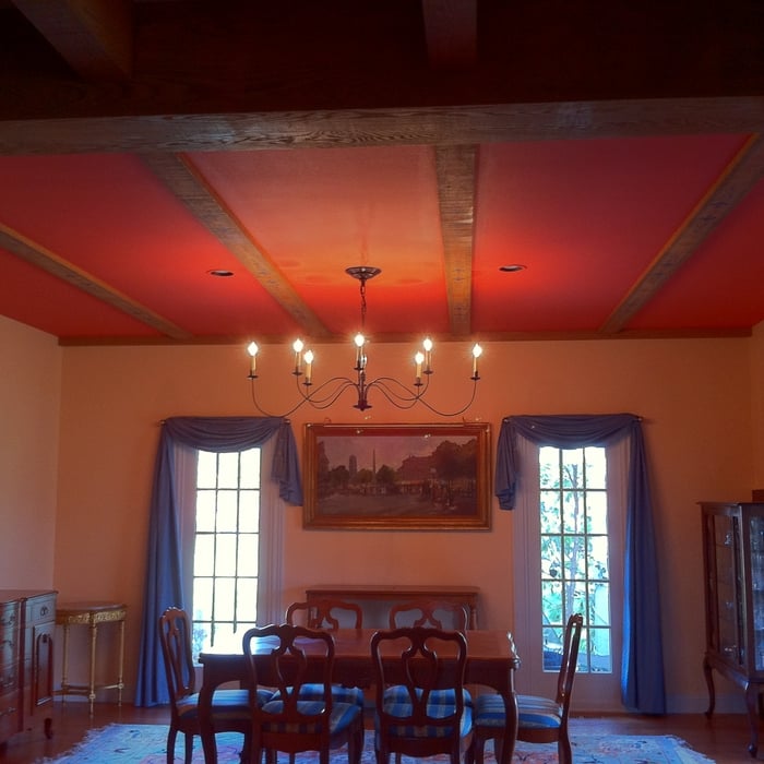 Ceiling in a French cottage dining room