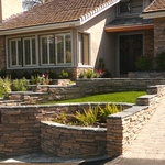 Front Entrance with Retaining Walls
