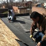 View of the garage. The torch down underlayment i