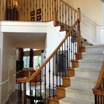 Wood staircase and hand rail system