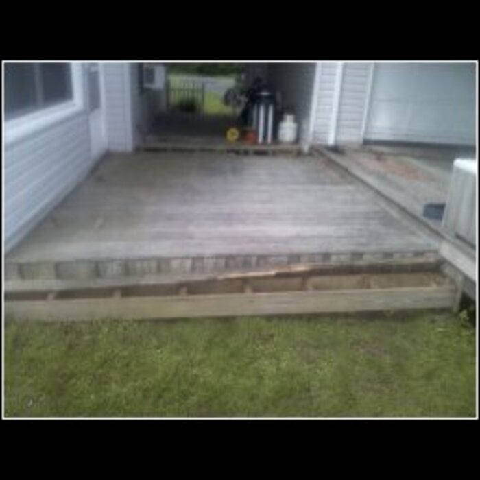 Front step back view of old deck