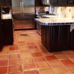 Mexican Saltillo floor and Talavera counter
