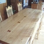 Cypress table with lacewood accents