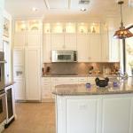 Transitional Kitchen - Cozy Cute Glass Front Cabinets Near Ceiling
