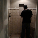 Shower install of Porecelain Tile 8x8 with Mosaics