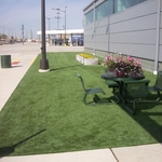 Rest area left of shop entrance