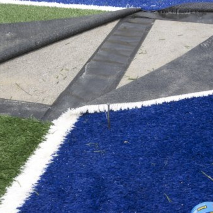 Typical glued seam. Grass can be blue!