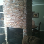 stone work on fireplace