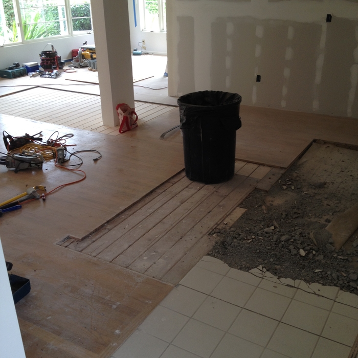 tile tear out and hardwood lace in (before)