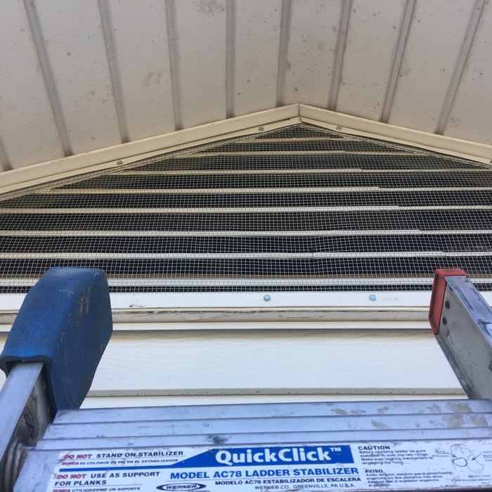Gable vent screening with aluminum trim