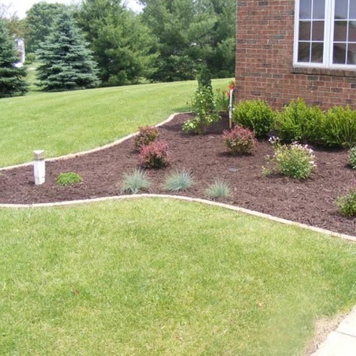 Traditional Flower Bed - Open Sunny Stone Bricks Lining Flower Bed