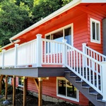 Gray Trex deck with white Trex railings