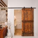 Transitional Powder Room - Door Wood White Fire Wood Wall Niche Storage