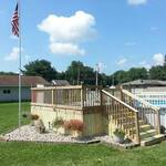 Nice wood deck with above ground pool