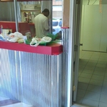 italian laminate floor and corrigated counter