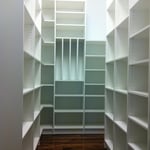 walk in pantry with vertical shelving
