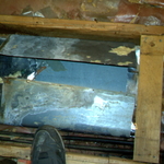 Metal vent repair in progress after reframing