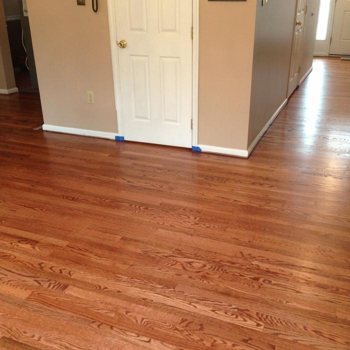 2-1/4" oak flooring stained Minwax Red oak