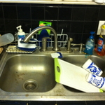 Before cleaning the sink