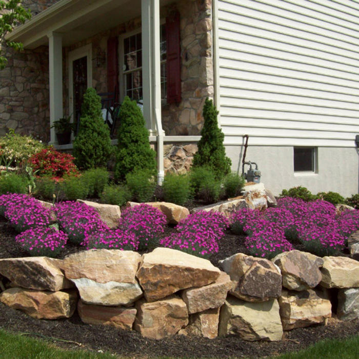 Keener Residence - Boulder Wall & Plantings