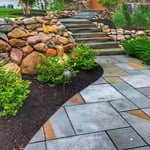 Bluestone Patio & Steps with Stone Wall